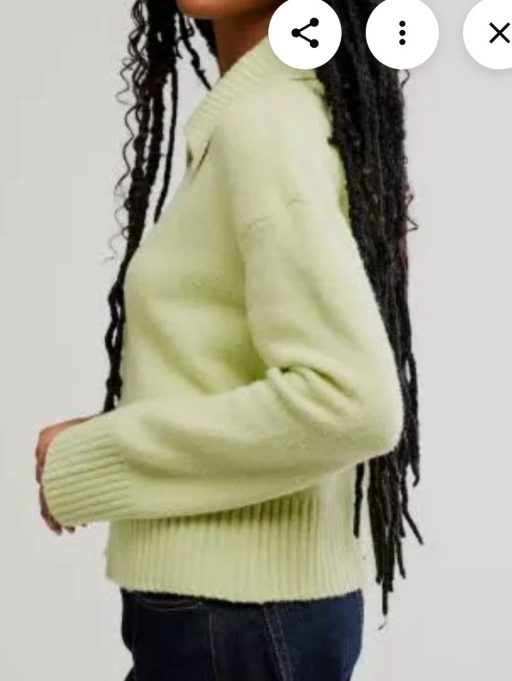 Free People Trading Up Polo Sweater Matcha Melange-Small-NWT